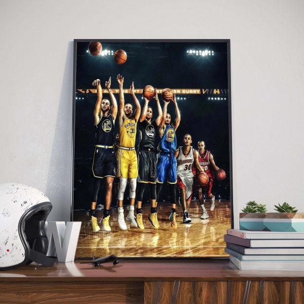 Golden State Warriors The Evolution of Stephen Curry MVP NBA Finals Champions Art Decor Poster Canvas