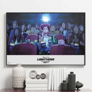 Official Lightyear promo art featuring Andy watching the film Poster Canvas