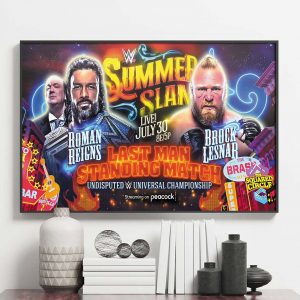 Roman Reigns vs Brock Lesnar Undisputed Universal Championship SummerSlam Poster Canvas