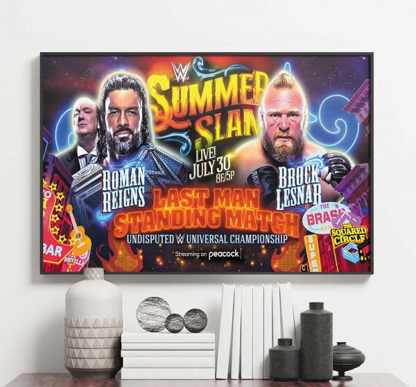 Roman Reigns vs Brock Lesnar Undisputed Universal Championship SummerSlam Poster Canvas