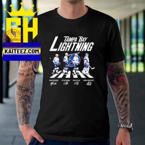 Tampa Bay Lightning Nikita Kucherov Victor Hedman Ros Colton And Andrei Vasilevskiy Abbey Road Signatures Gift T-Shirt