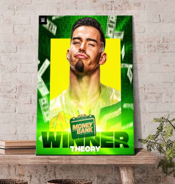 Austin Theory WWE win the 2022 mens Money in the Bank ladder match Poster Canvas