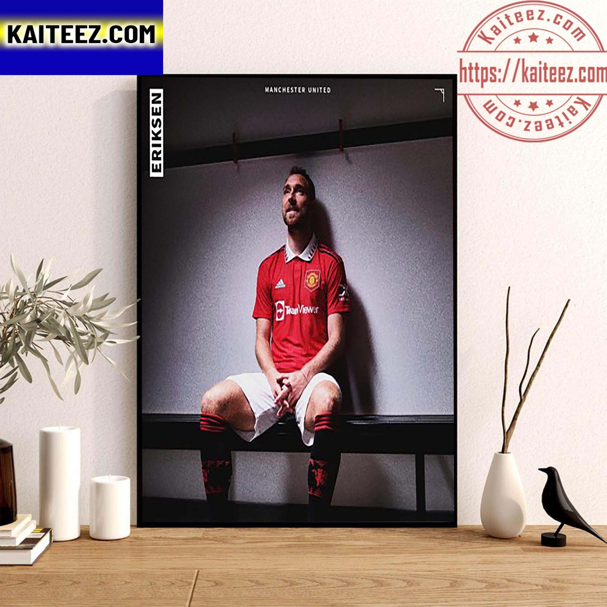 Christian Eriksen Signed Manchester United Wall Decor Poster Canvas Kaiteez