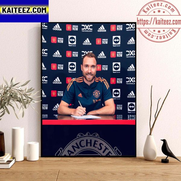 Christian Eriksen Signed With Manchester United Wall Decor Poster Canvas