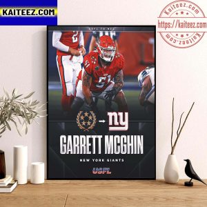 Former New Jersey Generals OT Garrett McGhin Signed New York Giants Art Decor Poster Canvas