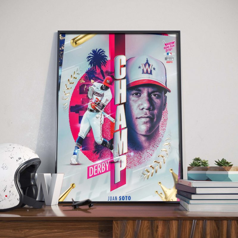 Juan Soto Win HR Derby Crown 2022 Champ Poster Canvas - Kaiteez