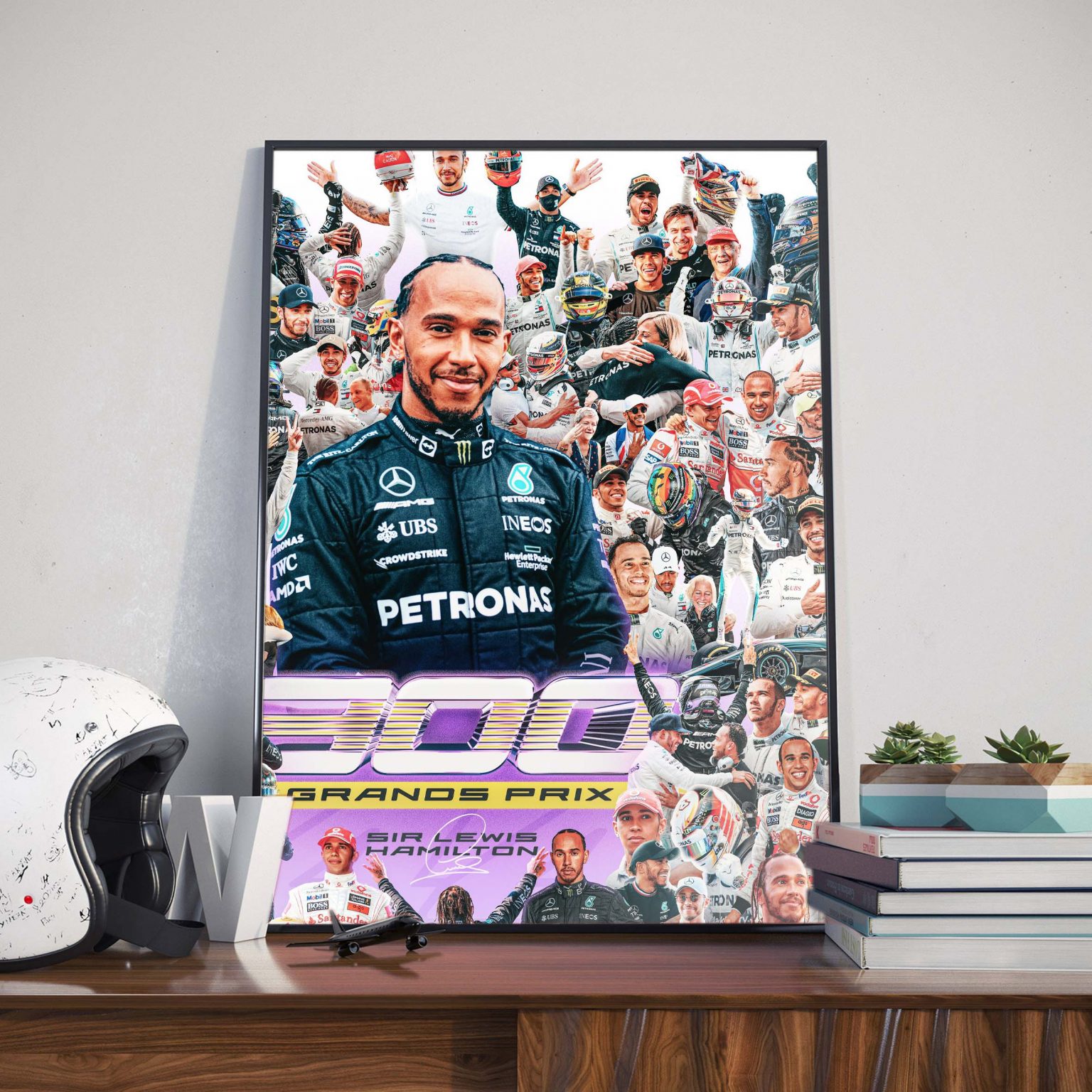 Lewis Hamilton 300 Grands Prix Canvas Poster - Kaiteez