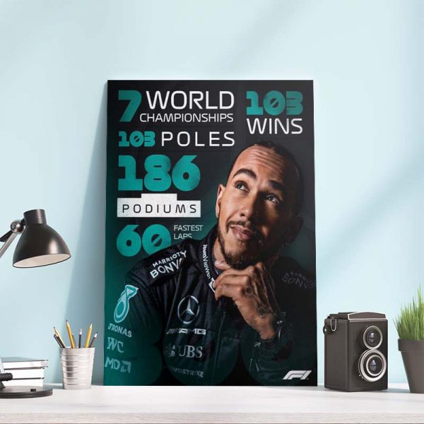 Lewis Hamilton career 300 F1 race Poster Canvas