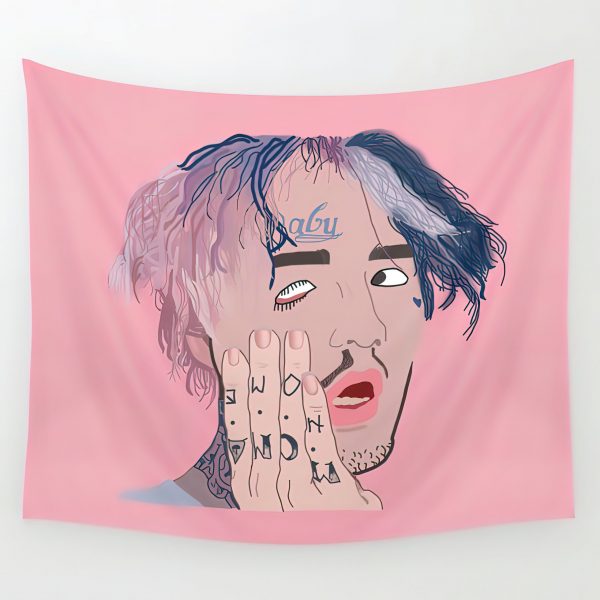 Lil Peep Rapper Fan Art Pink Tone  Tapestry