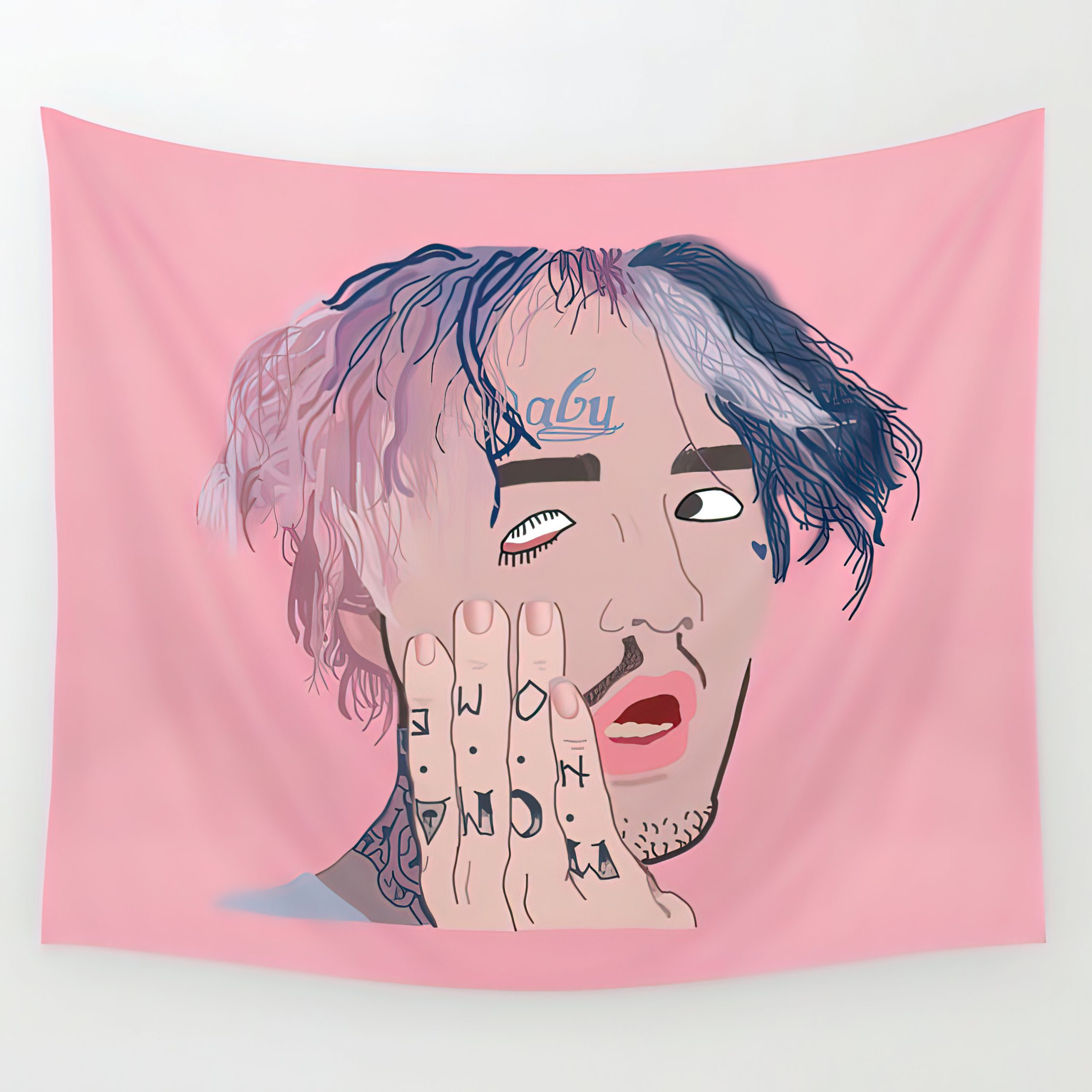 Lil Peep Rapper Fan Art Pink Tone Tapestry Kaiteez