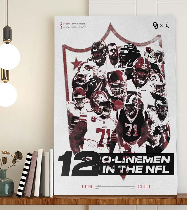 Okaloma OU 12 O-Linemen in the NFL Poster Canvas