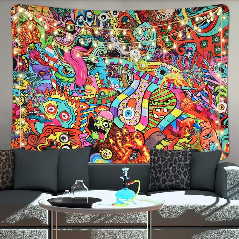 Psychedelic Boniboni Trippy Wall Tapestry Abstract Monster Tapestry Kaiteez