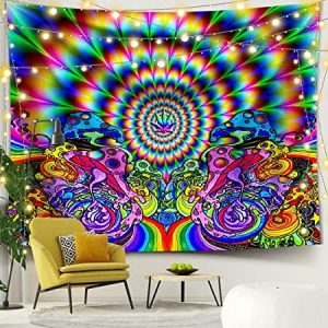 Psychedelic Mushroom Optical Illusion Get High Tapestry