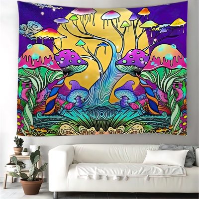 Psychedelic Mushroom Optical Illusion Get High Tapestry - Kaiteez