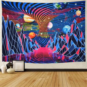 Psychedelic Retro Cyberpunk Tapestry