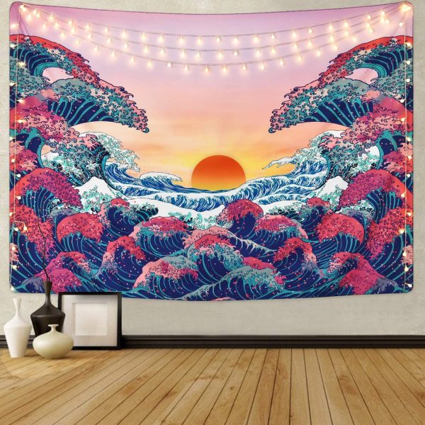 Psychedelic Tsunami Pink Tone Tapestry