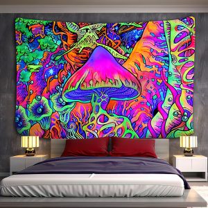 Psychedelic Witch Colourful Mushroom Art Hippie Wall Hanging Tapestries