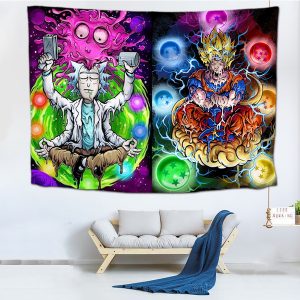 Rick And Morty X Songoku Meditation Tapestry