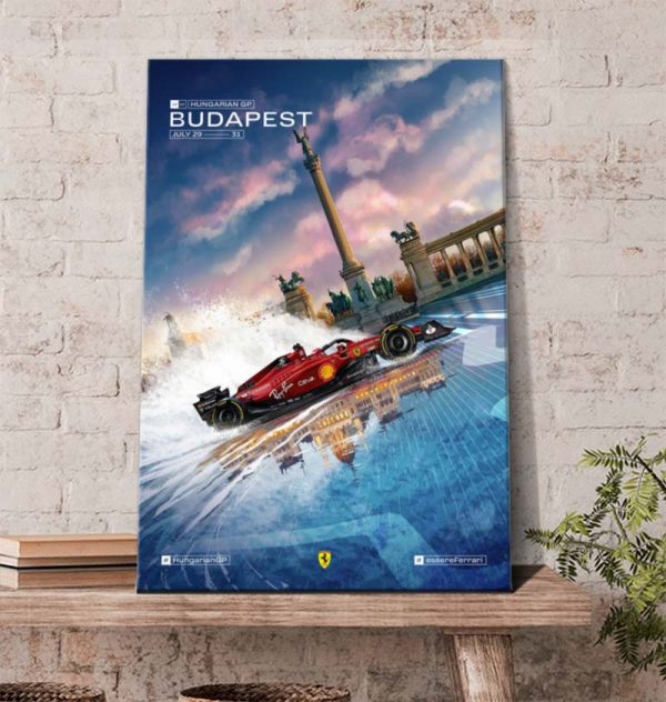 Scuderia Ferrari at Budapest Hungarian GP 2022 Poster Canvas