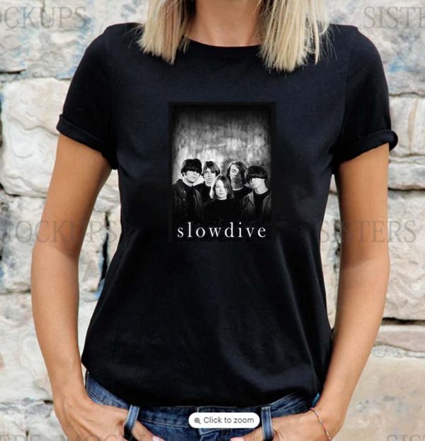 Slowdive Rock Band Black and White T-shirt