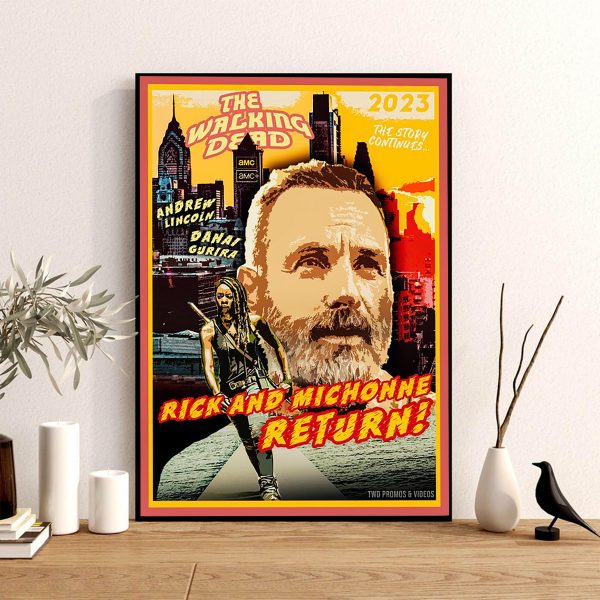 The Walking Dead 2023 Rick Grimes And Michonne Art Decor Poster Canvas