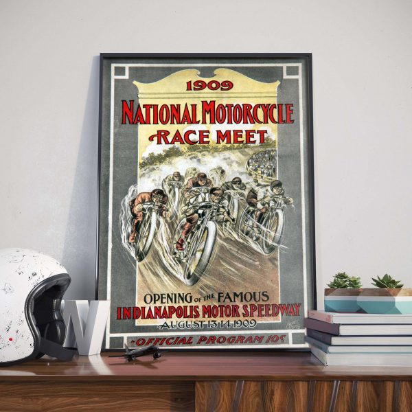 1909 National Motorcycle Race Meet Indianapolis Motor Speedway Poster Canvas