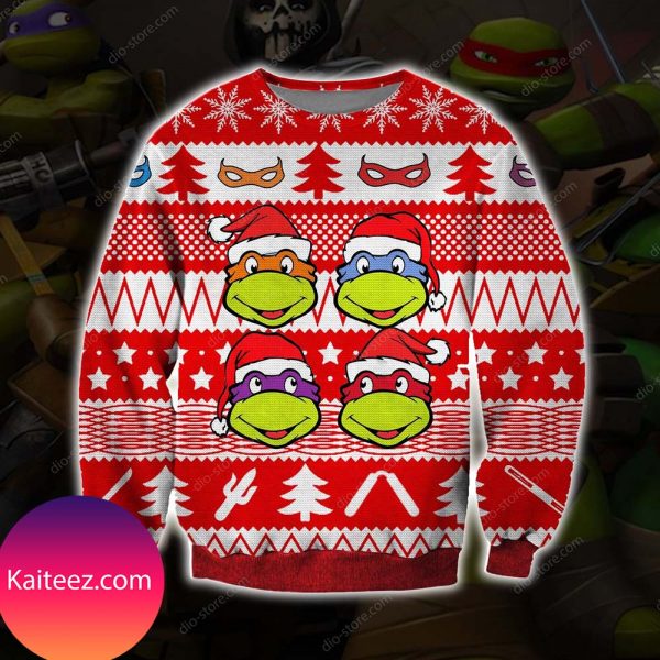 2022 Ninja Turtles Knitting Pattern 3D Print Christmas Ugly Sweater