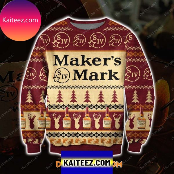 3D All Over Printed Maker’s Mark Whiskey Christmas Ugly  Sweater