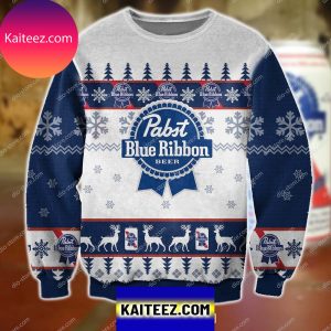 3D All Over Printed Pabst Blue Ribbon Beer Christmas Sweater
