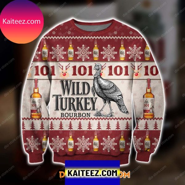 3D All Over Printed Wild Turkey Bourbon Whiskey Christmas Sweater
