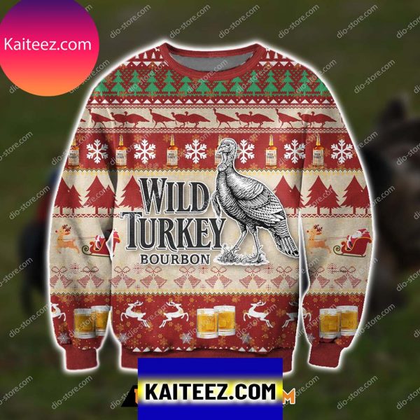 3d All Over Print Wild Turkey Bourbon Whiskey Christmas Ugly Sweater