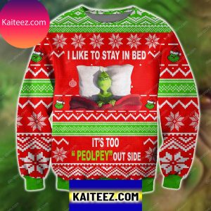 3d All Over Printed  The Grinch I Like To Stay In Bed Christmas Ugly Sweater