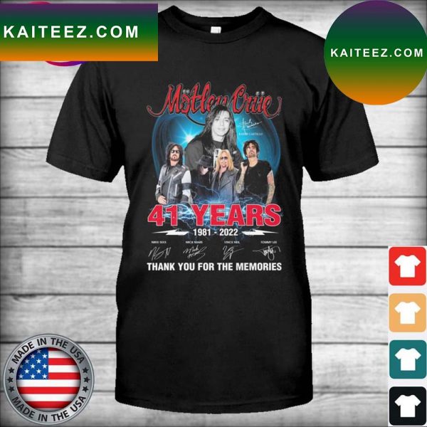 41 years 1981-2022 Motley Crue thank you for the memories signatures T-shirt