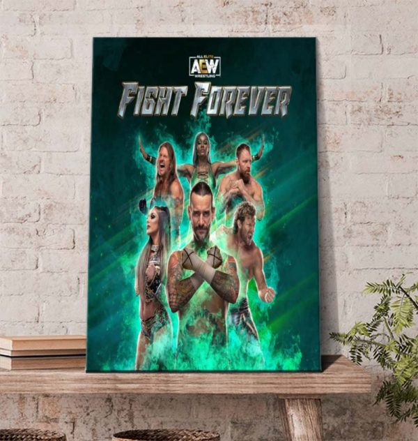 AEW Fight Forever Official Cover Art 2022 Poster Canvas