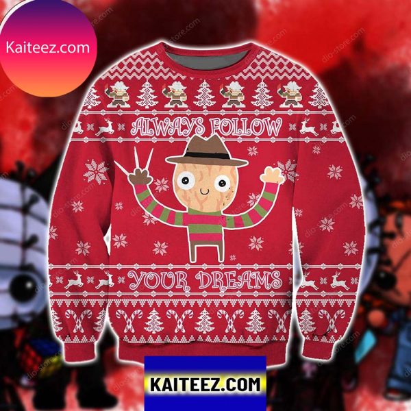 Always Follow Your Dreams Knitting Pattern 3d Print Ugly Sweater