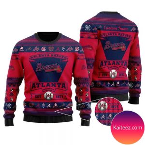 Atlanta Braves Football Team Logo Custom Name Personalized Christmas Ugly  Sweater