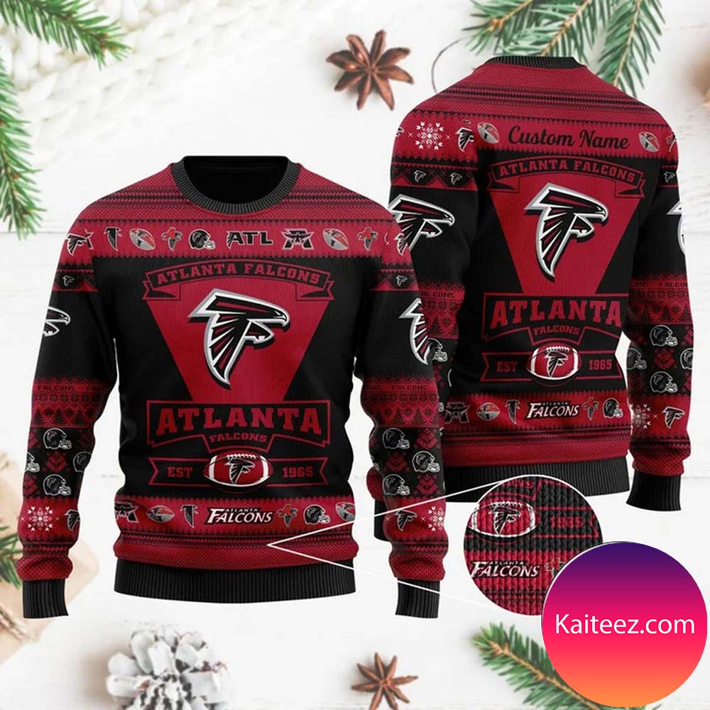 Atlanta Falcons Football Team Logo Custom Name Personalized Christmas Ugly  Sweater