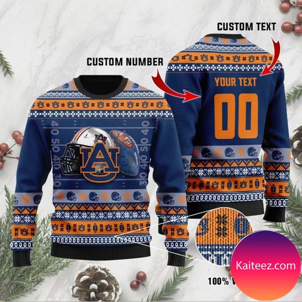 Auburn Tigers Custom Name &amp Number Personalized Christmas Ugly  Sweater