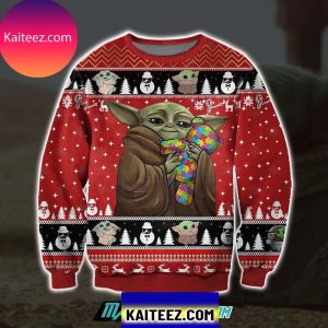 Baby Yoda With Puzzles Autism 3d Print  Christmas Ugly Sweater