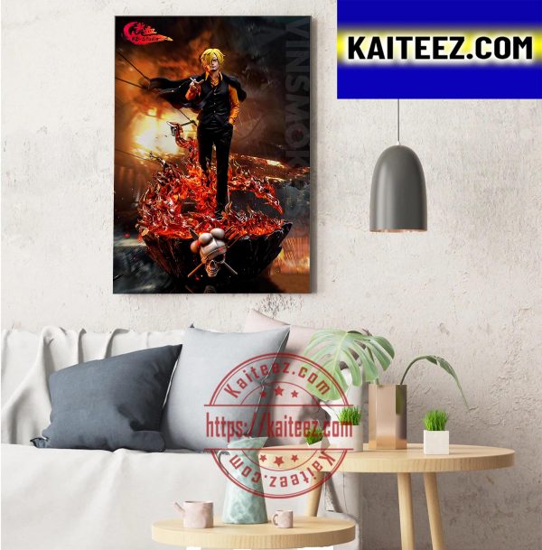 Blackfoot Vinsmoke Sanji With Fire Figure Decor Poster Canvas