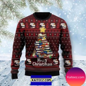 Book Pine Christmas Ugly Sweater