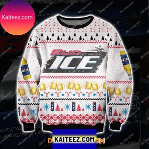 Bud Ice Lager Beer Knitting Pattern Christmas Ugly  Sweater