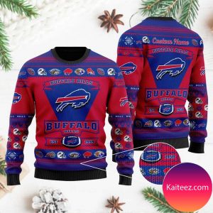 Buffalo Bills Football Team Logo Custom Name Personalized Christmas Ugly  Sweater