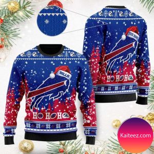 Buffalo Bills Symbol Wearing Santa Claus Hat Ho Ho Ho Custom Personalized Christmas Ugly  Sweater