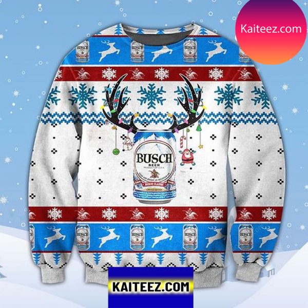 Busch Beer Product Of Usa Logo 3D Christmas Ugly Sweater