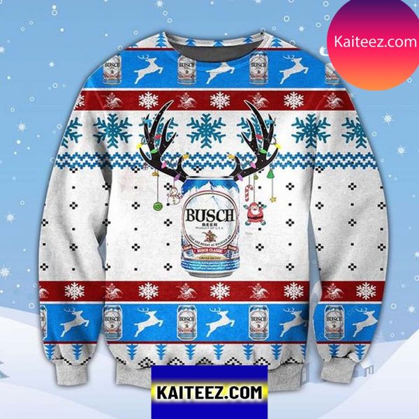 Busch Beer Product Of Usa Logo 3D Christmas Ugly Sweater