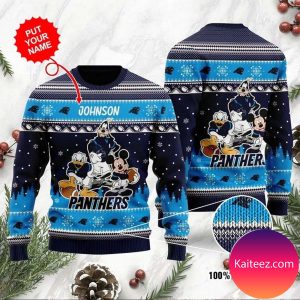 Carolina Panthers Disney Donald Duck Mickey Mouse Goofy Personalized  Christmas Ugly  Sweater