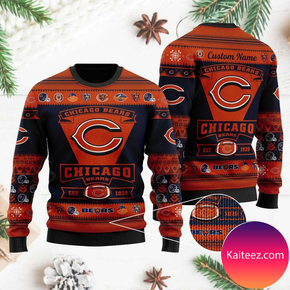 Chicago Bears Football Team Logo Custom Name Personalized Christmas ...