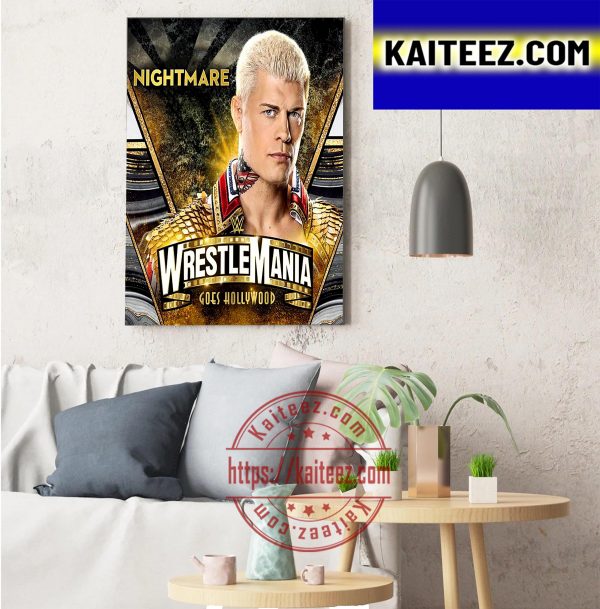 Cody Rhodes In WWE WrestleMania Goes Hollywood Art Decor Poster Canvas