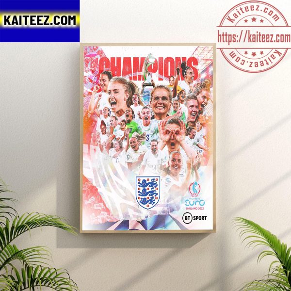 Congratulations Lionesses England Champions WEURO 2022 First Ever European Championship Wall Decor Poster Canvas